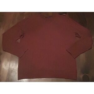 Garnet Crewneck Sweater Mens XL Burgundy 100% Merino Wool Fine Knit Quiet Luxury